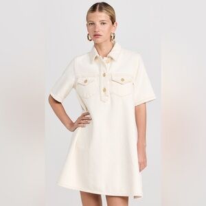 Ganni Off White Heavy Denim Mini Dress size 4